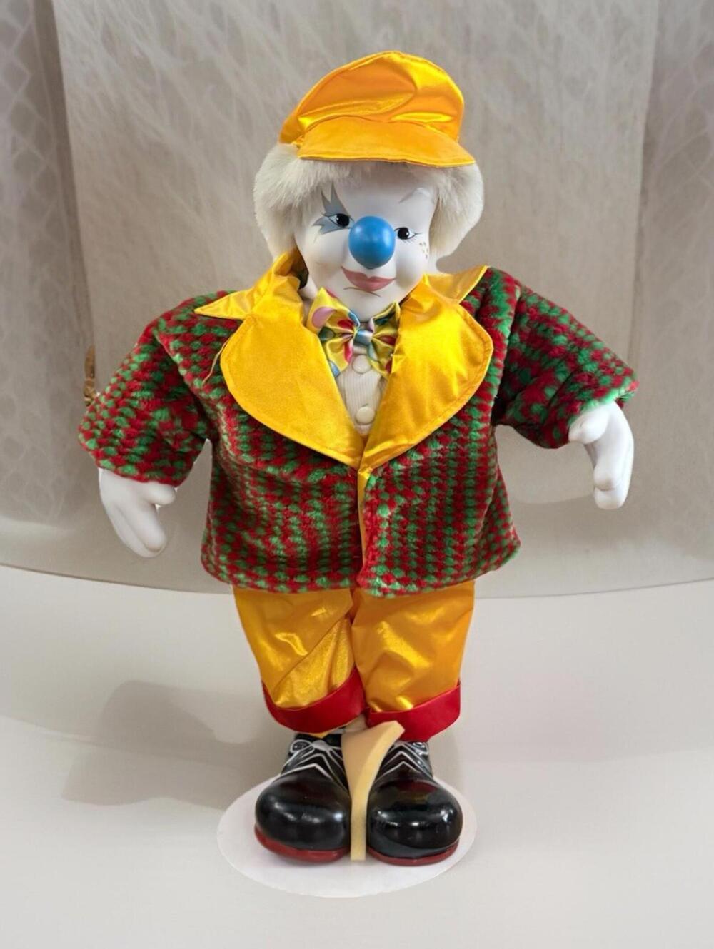 Vintage Clown Doll Collectors Choice Handpainted Bisque Porcelain 20" 1990s